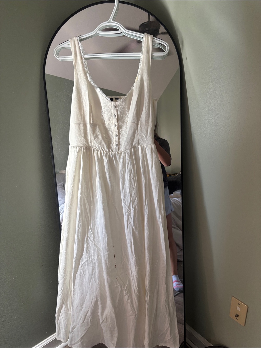 GAP Cream Lace-Trim Maxi Nightgown